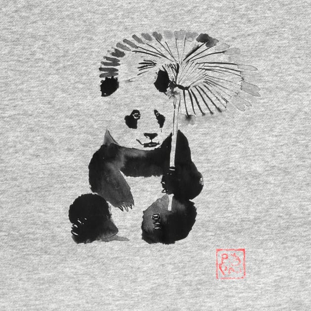 panda in the rain by pechane